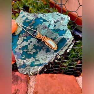 Hand Crafted Artisan 14k Gold Opal Wire Wrap Pendant